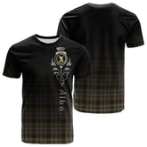 Stewart Hunting Weathered Tartan Crest T-shirt - Alba Celtic Style